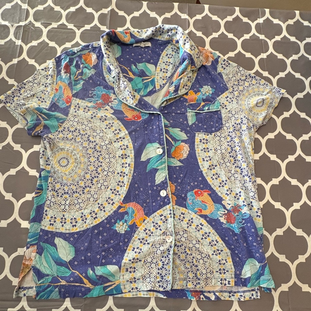 Johnny Was Carly Koi Print Soft pajama shorts set - Picture 6 of 9